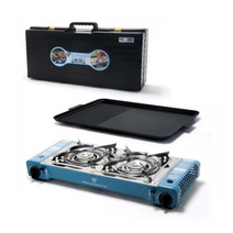 스텐부탄가스렌지 휴대용가스버너세트 야외용2구가스레인지, 단품