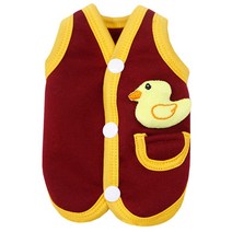 OEM 귀여운 러버덕 도안 강아지 고양이 코튼 나시 반려동물, Wine Red_L