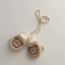 블랙체리 유아동용 곰돌이 자수 벙어리 장갑