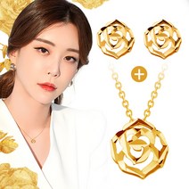 [골드팡] 24k 순금 샤론로즈 목걸이 + 18k 귀걸이