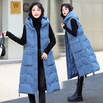 여성용 롱 패딩 조끼 하늘비즈 R585U334
