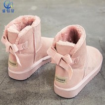 셀럽당 리본 스노우 부츠 여앵클 겨울 기모 보온 숏 부츠 학생 미끄럼 방지 면 신발