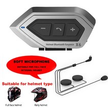 X6 Bluetooth5.0 오토바이 헬멧 헤드셋 헤드폰 무선 모터 자전거 핸즈프리 스테레오 이어폰 스피커 소음 감, 02 Sliver Full Helmet