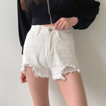 주디앤 여성 뮤토 데미지 숏 데님 팬츠
