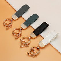 유투카 포터 2 스타렉스 아반떼MD YF쏘나타 i30 그랜저TG 엑센트 차 키케이스 스마트 키홀더 TPU 차 키커버 키링, (추가구매)_가죽스트랩, 골드라인_다크그레이