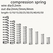 태엽 스프링 인장 볼트 코일 금형 스파이럴 대형 용수철 20pcs 0.2mm 압축 외경 2mm 3mm 4mm 스테인레스 스틸 마이크로 소형 압축, 30mm