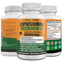 리포솜 비타민 c 1500mg 180 캡슐 향상된 흡수 지용성 아스코르브산 비타민 c 액체 리포솜 비타민 c 대체물 면역을 위한 고용량 보충제 콜라겐 심장 앰프 두뇌 지원