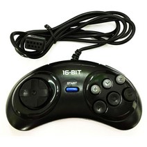SEGA Genesis & Megadrive 컨트롤러 핸들 용 16 비트 검정색 6 버튼 게임 패드, 한개옵션0