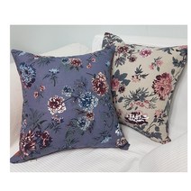 파스텔색상 꽃무늬 사각쿠션 방석 플라워 쿠션(솜포함) 50X50, 베이지