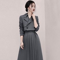 채윤러브 chaeyoon love 스타일리쉬 하객룩 투피스 원피스 고급 크롭 자켓 A라인 플리츠 정장 스커트