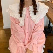 바보사랑 여성 이중 카라 스트라이프 커프스 블라우스 .디작소