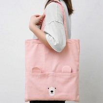 귀여운 곰돌이 에코백 핑크 여학생 여중생 학원가방 외출용 30대 무심한듯 크로스백 쇼핑백