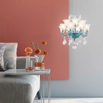 b1522 북유럽 앤틱 샹들리에 조명 미니 촛대 팬던트 무드등, 6구/LED3색-블루