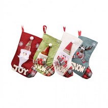 크리스마스트리 산타 양말주머니 일러스트 트리장식 데코 인테리어, SNOW 눈사람 화이트