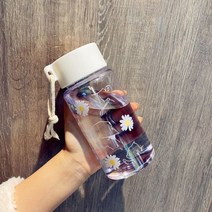 트라이탄 쉐이커 물통 보틀 물병 소녀용 플라스틱 병 학교 귀여운 음료수 700 ml 500ml, 1Pcs_Transparent 3 flower