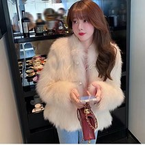 후드 밍크 모피 털 코트 새로운 버전 오버 진주 버튼 인공 마오 레이디 탑스와 유사 2022