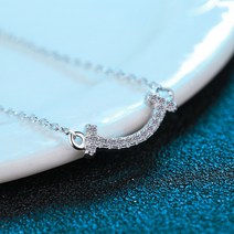 조이스톤_ 모이사나이트 스마일 은목걸이 925실버 일체형 체인 목걸이