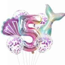 파파 파티 생일파티 숫자 풍선 세트, 1세트, 머메이드 5