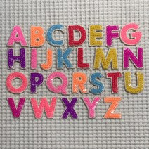 알파벳 이니셜 스팽글 자수 패치 와펜, V, 1개