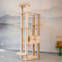 고양이 원목캣타워5단 캣타워 먼치킨 이케아 타워 추천 대형 뚱냥이 선반 구름다리 DIY 캣폴 투명해먹, 단일사이즈, 7