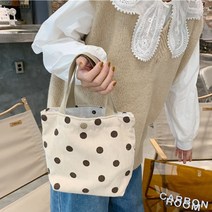코듀로이원단 미니 캔버스백 골덴 에코백 도트무늬 가방