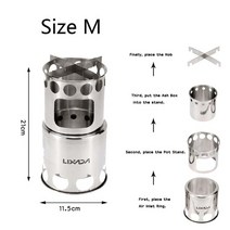촛불난로 무선캔들워머 휴대용 목재 스토브 장작 용광로 야외 스토브 요리 버너 경량 스틸, 크기 m