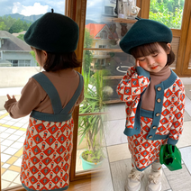 인디언팝가디건+멜빵치마셋 아동복 여아치마세트 여아가디건 여아옷 아동가디건 아동치마세트 여아의류 유아동 키즈옷 아동가을옷