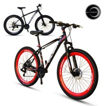 씨티크루저 하이림 알루미늄 MTB 자전거 크루저HM (27.5형/원터치21단/디스크/40mm하이림), 블랙/레드17인치