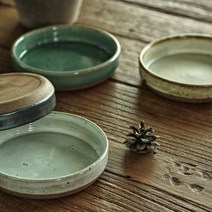 김학영도자기 아끼다 투톤찬기 반찬기 앞접시 원형접시, 러프샌드