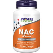 나우푸드 NAC 나크 N Acetyl 시스테인 600mg 함유 셀레늄 Molybdenum 250 식물성 캡슐, 250 Count (Pack of 1)