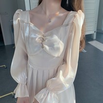 슬리브 롱드레스 웨딩촬영 북유럽 빈티지 프릴 공주풍 여성 원피스