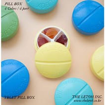 THE LETOH 휴대용 영양제 알약 케이스 4칸, 1개, 블루