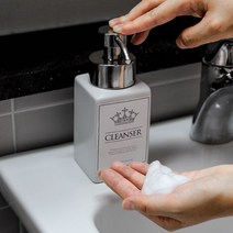 아토소 호텔감성 욕실 도자스텐 거품 디스펜서 물비누 손세정제 샴푸 통, (단품)도자거품디스펜서
