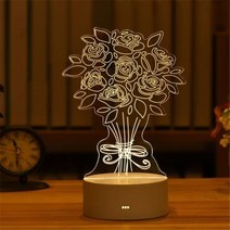 자동차 빔 발광 레이저 가이드 후진 로맨틱 러브 3D 아크릴 네온 사인 Led 램프 홈 어린이 야간 조명 테이블 생일 발렌타인 데이 침대 옆, [18] 18 - Rose flower, [01] One color (warm)