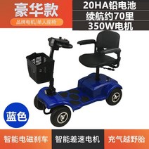 장애인전기차 장애인 전동차 어르신 노인 농업용 4륜 전기 스쿠터, 24v, 블루 럭셔리 모델20a 납배터리약 70마일350w