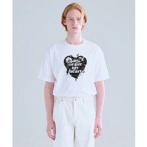 지플리시 스프레드 하트 반팔 티셔츠 블랙 화이트 T WH