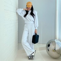 코지 여자 세련된 동네마실룩 셋업 맨투맨 팬츠 세트