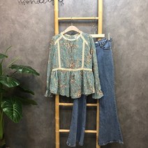 라임브릿지 동백 플라워 잔잔 블라우스