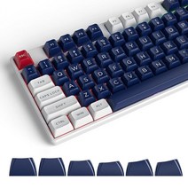 Taeeiancd PBT 키캡 - 사이드 프린트 세트 맞춤형 키캡을 통한 더블 샷 미니멀리스트 화이트 체리 프로파일 130키 ANSI 미국 레이아웃 60% 65% 95% 기계, DKK-Blue