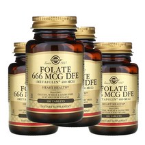 솔가 엽산 폴레이트 666MCG DFE 메타폴린 400MCG Tablet 100정 4개