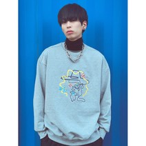 [누퍼] 발광양반 자수 맨투맨 메란지그레이