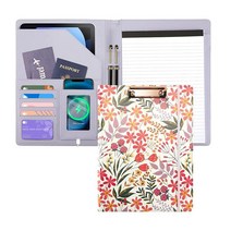 Ospelelf 클립보드 폴리오 메모장 명함 홀더 패드폴리오 포켓 글리터 핑크 가죽 포트폴리오 여성용, 03_fresh Violette