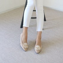홍대언니 여성 리본 털장식 웨지힐 CB53B175 (3cm)