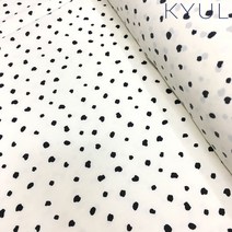결KYUL 프린트 폴리에스터 원피스원단 도트 땡땡이 아기돌-대폭, 아이보리