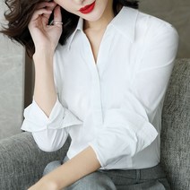 긴소매 상의 참새 뒤 직업 와이셔츠 여성 봄옷 카고 링클프리 작업복 정장 화이트블라우스 인치 3603473574