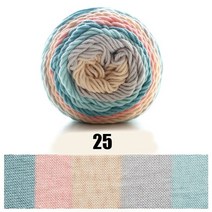 자이언트얀 뜨개질 100g 193m 레인보우 세그먼트 염색 원사 5 가닥 양모 diy 수제 니트 아기 스웨터 모자 스카프 소파 쿠션 케이크 원사, 1개 25개