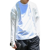 [아우니] 접촉 냉감 Q-MAX 맨즈 러쉬 가드 경량 속건 UPF50+ UV 컷 긴 소매 손가락 구멍이 있는 산책 조깅 다이빙 스쿨 서핑