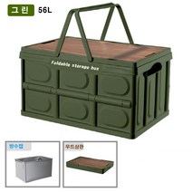 마니올래 다용도 접이식 우드상판 캠핑 손잡이 폴딩박스, 그린, 56L