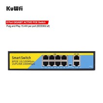 Kuwfi poe 기가비트 네트워크 스위치 1000mbps 포트 10 poe 포트 et 스위치 ip 카메라무선 appoe 카메라용 이더넷 스위치, 10 포트