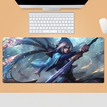KDA 리그 오브 레전드 마우스 장패드 게임 주변 마우스패드 라지 사이즈 내오염성 견디다 창의 기념 선물, 800*300*5mm, 패턴-17